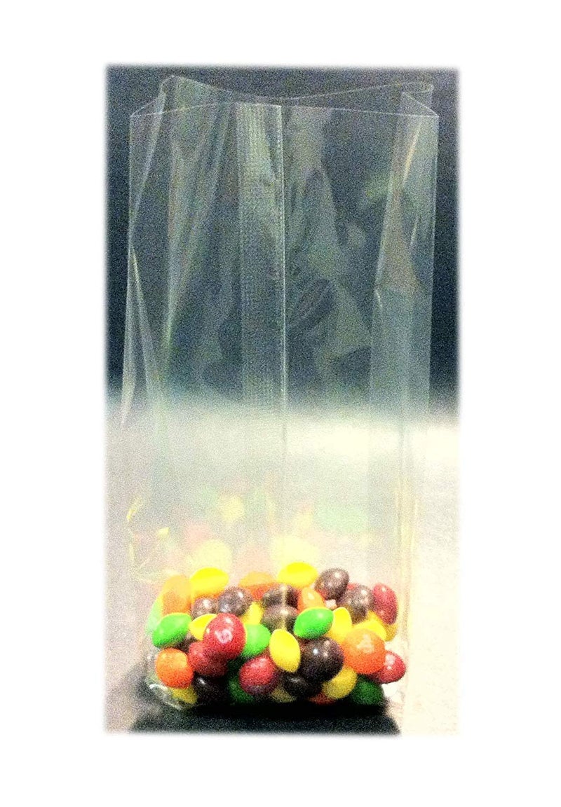 UNIQUEPACKING 100 Pcs 4x2x12 Clear Side Gusseted Cello Cellophane Bags Good for Candy Cookie Bakery - Image 1